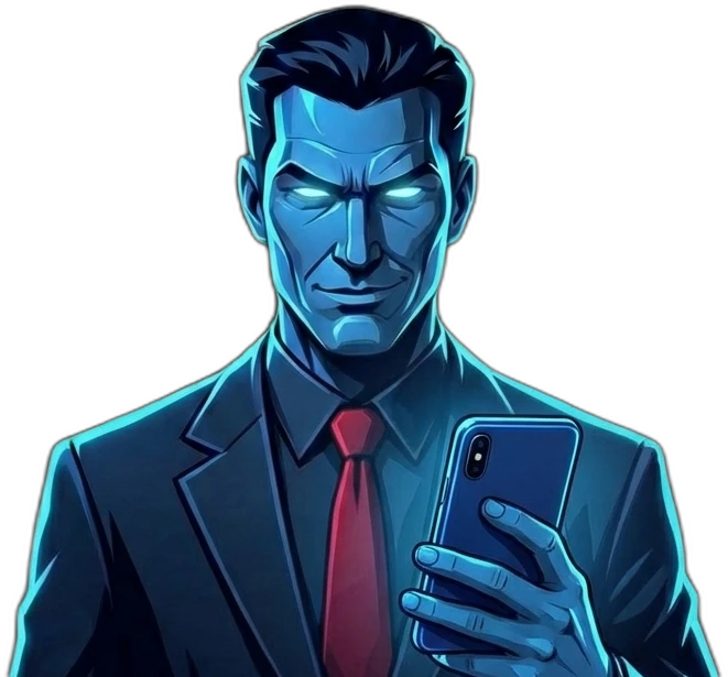 SanderMan reading phone